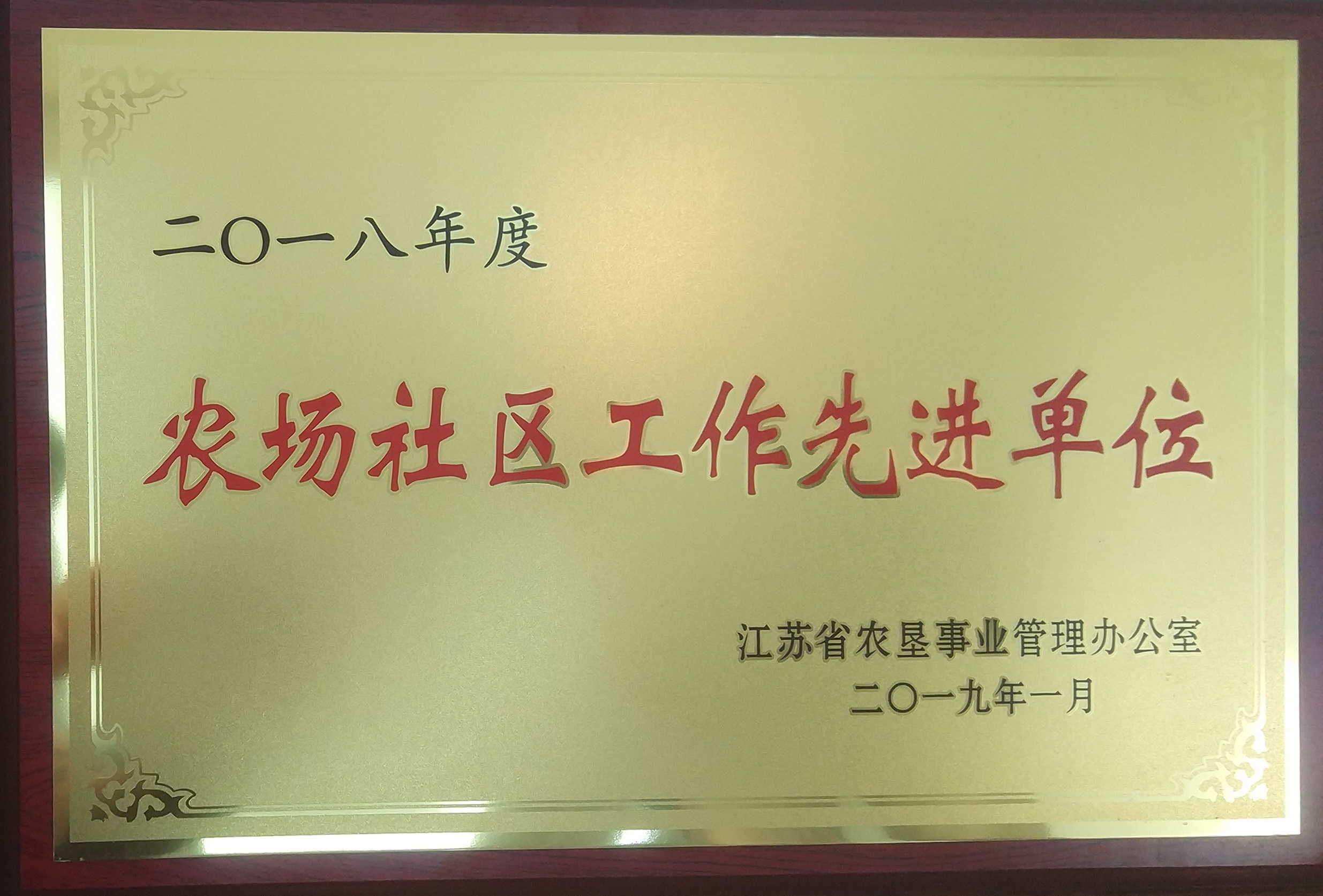 2018年度农场社区工作先进单位